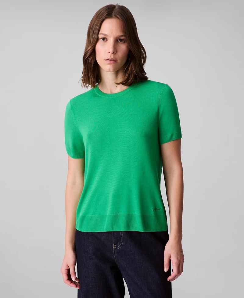 Calvin Klein Women's Fine Gauge Short-Sleeve Sweater