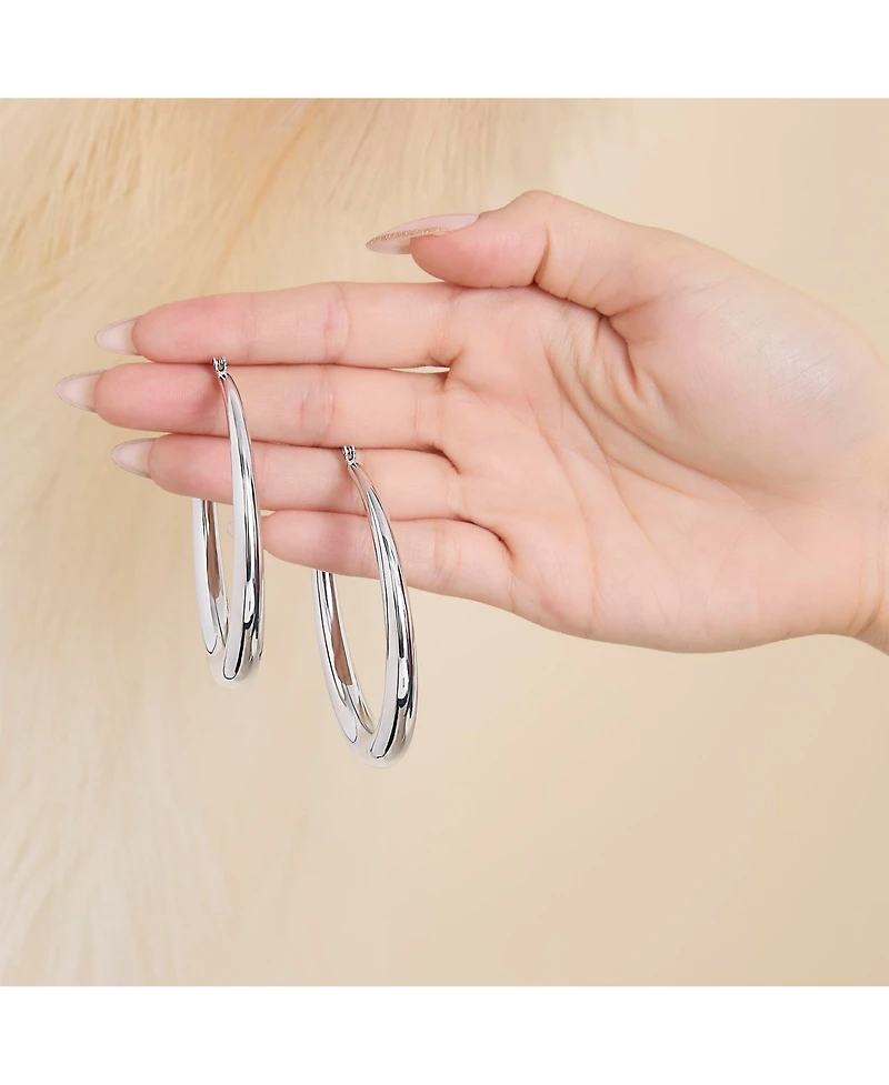 Jessica Simpson High Shine Silver Hoop Earrings