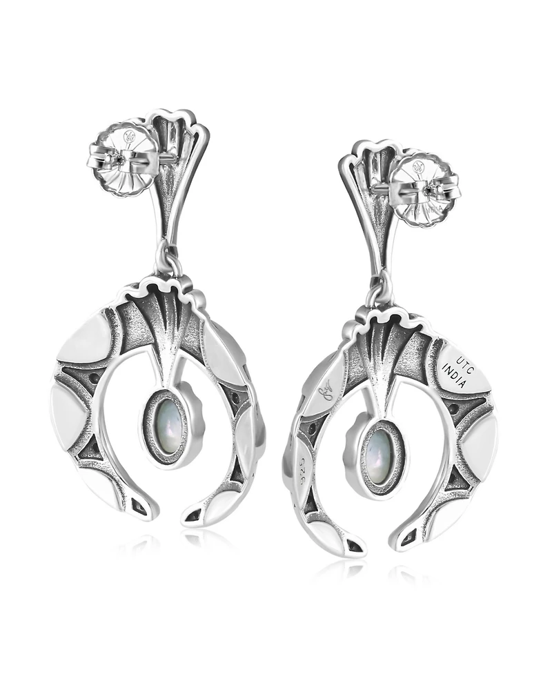 American West Jewelry Sterling Silver Mother of Pearl Fritz Casuse Oval Gemstone Naja Earrings