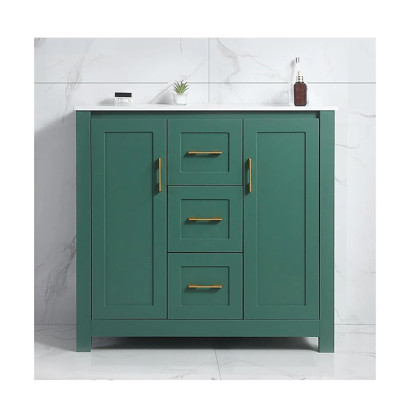 Csainc 36" Vanity w/ Undermount Sink, 2 Doors & 2 Drawers, Soft-Close, Compact Storage Combo