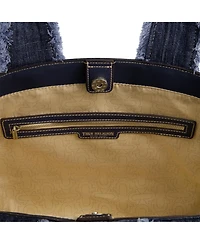 True Religion Frayed Handle Solid Denim Tote