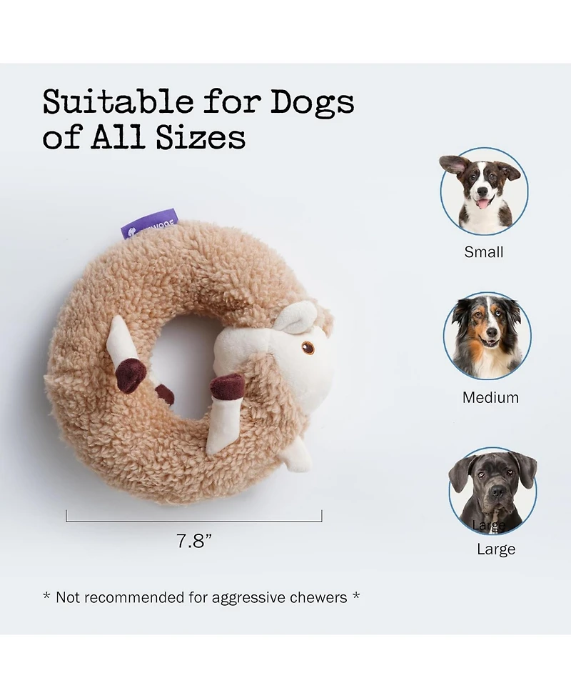 Fuzzwoof Alpaca Squeaky Plush Circle Dog Toy, Ultra-soft Fur with Built-in Ring Squeaker, Interactive Pet Toy for All Breeds Sizes.