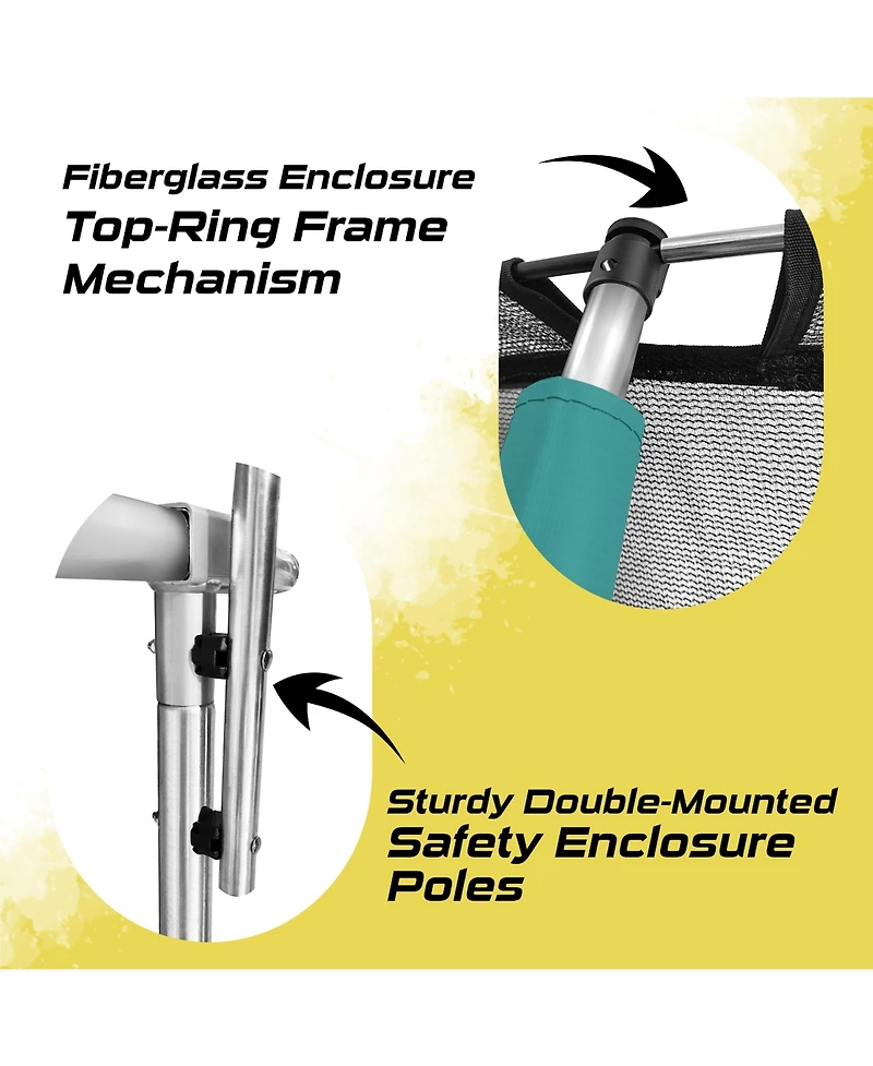 Plexalife Pumpkin-Shaped Outdoor Trampoline Set with Premium Top-Ring Frame Safety Enclosure, 14 Ft - Dark Green