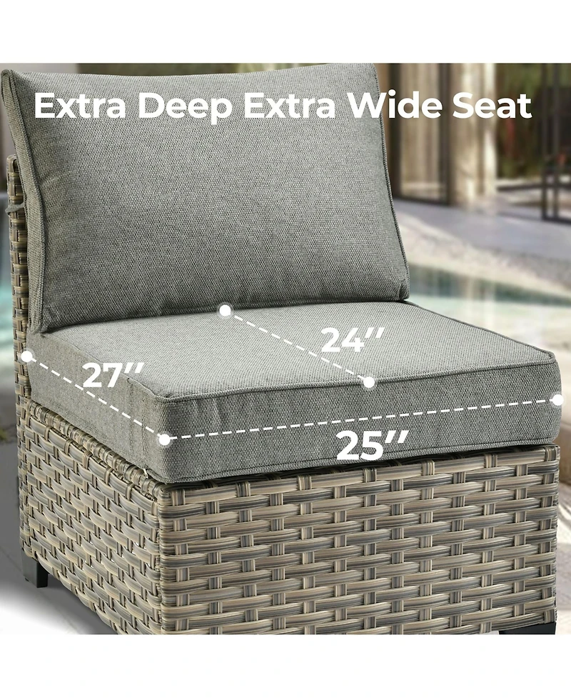 Xizzi 10 Pieces Outdoor Patio Furniture Set,Rattan Sectional Sofa Couch,Outside Coversation Set with Swivel Chairs,54" Fire Pit and Solar Coffee Table