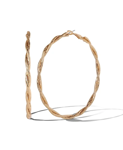 Jessica Simpson Light Gold Twist Hoop Earrings