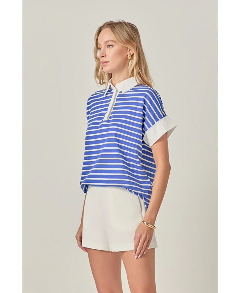 English Factory Women's Stripe Collar Sweatshirt