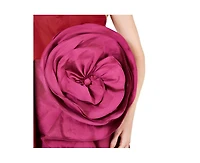 Amri Women's One Shoulder Dress With Cascading Ruffle Flower Detail