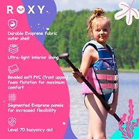 Roxy Youth Life Vest, Uscg Approved Evoprene Daily Cga Life Jacket, for Girls 55-88 lbs