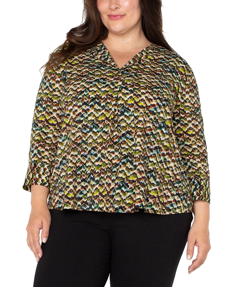 Liverpool Los Angeles Trendy Plus Printed 3/4-Sleeve Top
