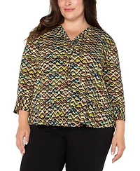 Liverpool Los Angeles Trendy Plus Printed 3/4-Sleeve Top