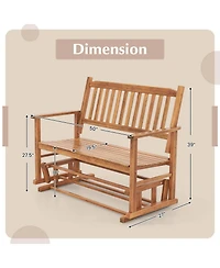 Gymax Patio Glider Loveseat Chair Swing Rocking Bench w/ Curved Backrest & Slatted Seat