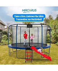 Plexalife Trampoline Step N Slide|Kids Outdoor Step Ladder and Wave Slide Set Fits Standard Round or Rectangle Trampolines with Net or Without - Red