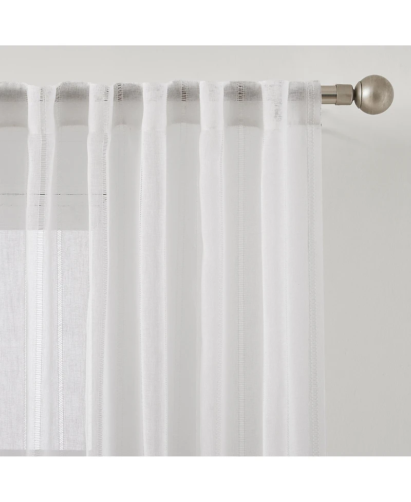 Lush Decor Calia Textured Stripe Sheer Window Curtain Panels Neutral Pair 52x84