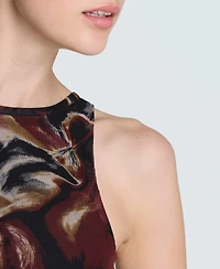 Kenneth Cole Women's Printed Gathered Draped Sleeveless Top