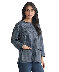 Jones New York Women's Seamed Pocket-Front Long-Sleeve Top