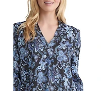 Jones New York Women's Paisley-Print 3/4-Sleeve Tunic Top