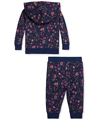 Polo Ralph Lauren Baby Girls Floral Fleece Hoodie & Pant Set