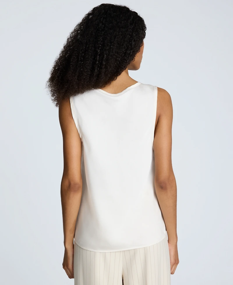 Kenneth Cole Women's Satin Scoop Neck Sleeveless Top