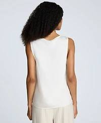 Kenneth Cole Women's Satin Scoop Neck Sleeveless Top