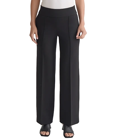 Jones New York Women's Solid Pintuck Pull-On Wide-Leg Pants