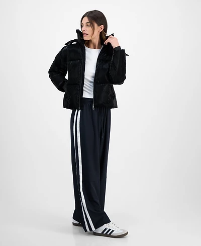 Steve Madden Women's Cropped Hooded Puffer Coat