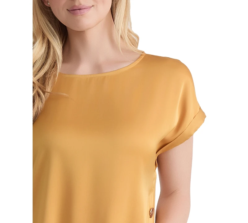 Jones New York Women's Side-Button Cuffed-Sleeve Top