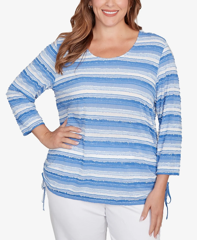 Ruby Rd. Plus Textured Stripe Drawstring Top