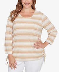 Ruby Rd. Plus Textured Stripe Drawstring Top