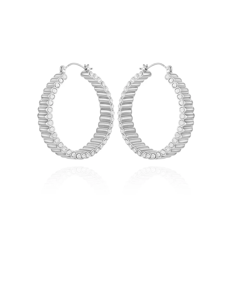 Vince Camuto Silver-Tone Textured Hoop Earrings