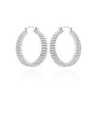 Vince Camuto Silver-Tone Textured Hoop Earrings