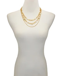 Vince Camuto Layered Gold-Tone Chain Cultivated Pearl Necklace