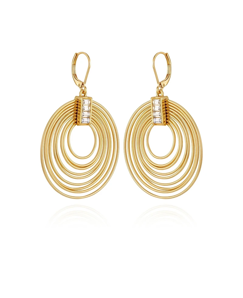 Vince Camuto Tiered Gold Hoop Earrings with Baguette Crystals