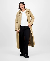 London Fog Women's Hooded Belted Maxi Trench Coat