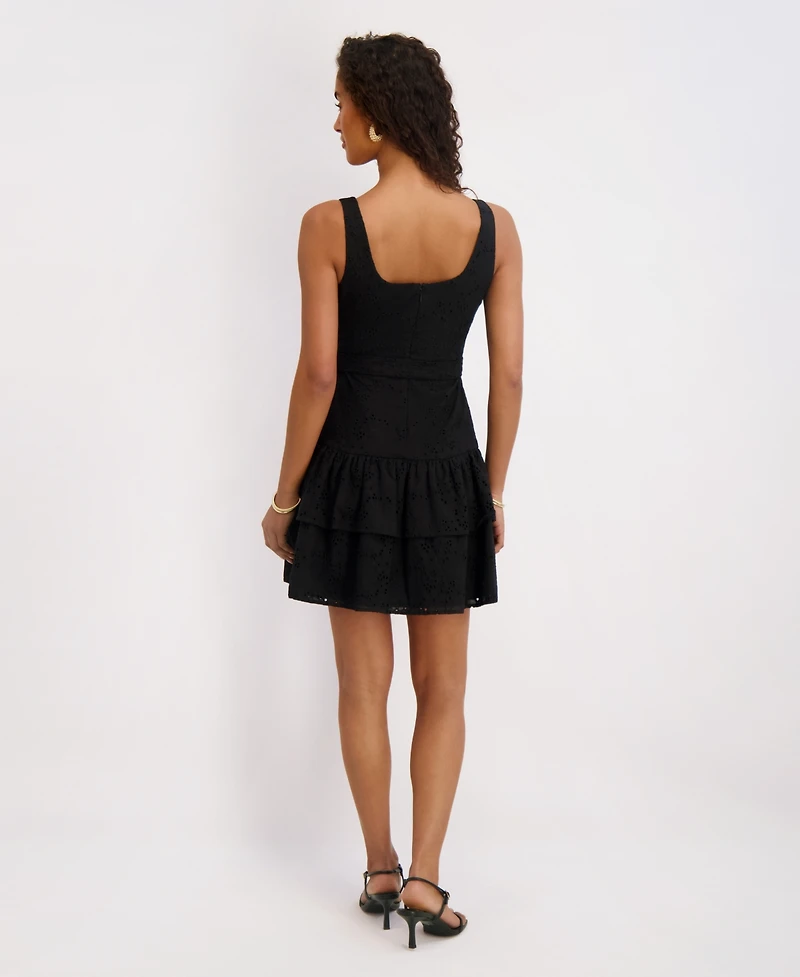 kensie Women's Embroidered Cotton Sleeveless Dress