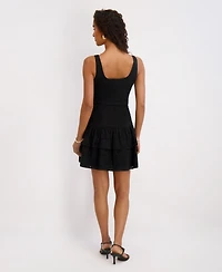 kensie Women's Embroidered Cotton Sleeveless Dress