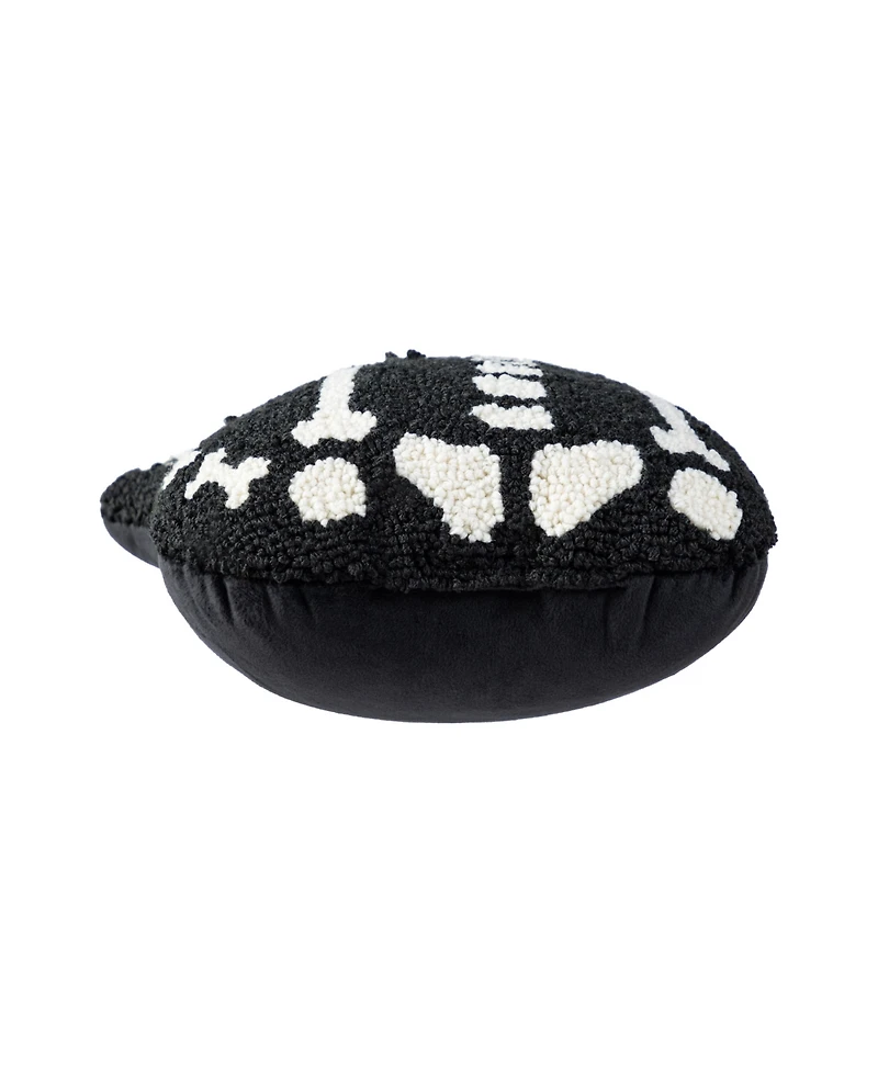 Glitzhome Halloween Hooked Skeleton Cat Shaped Decorative Pillow, 9" x 4"