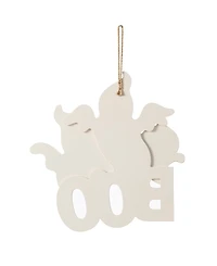 Glitzhome 14" Halloween Wooden Ghost Boo Door Hanger