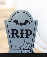 Glitzhome 32.25" Lighted Halloween Metal Ghost Tombstone Yard Stake with Timer
