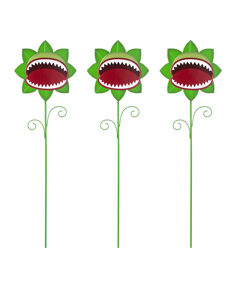 Glitzhome Halloween Metal Chomper Yard Stakes, Set of 3