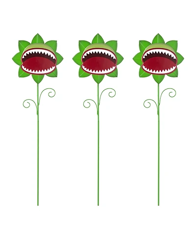 Glitzhome Halloween Metal Chomper Yard Stakes, Set of 3