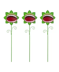 Glitzhome Halloween Metal Chomper Yard Stakes, Set of 3