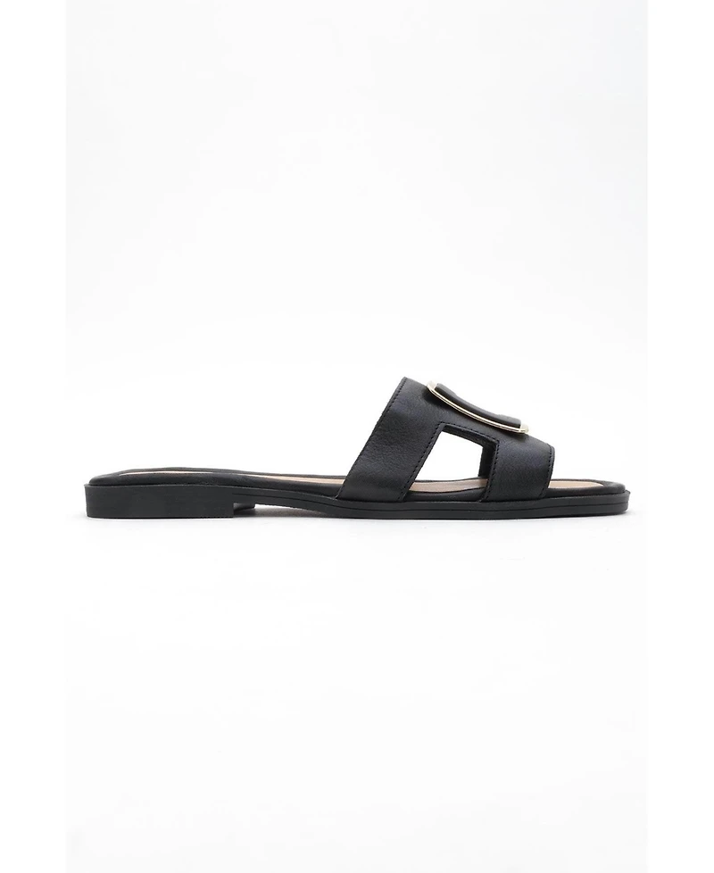 Millie Leather Buckle Slide (Women)