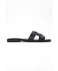 Millie Leather Buckle Slide (Women)