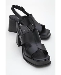 Forever & Always Shoes Zennia Leather Platform Sandal (Women)