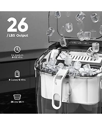 Cowsar Countertop Ice Maker Machine with Handle,26Lbs/24H,9 Cubes Ready in 6 Mins,Self-Cleaning Function with Ice Scoop and Basket for Home/Office
