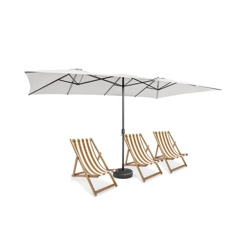 15 Feet Double-Sized Patio Umbrella with Crank Handle and Vented Tops