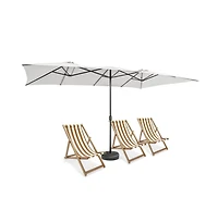 15 Feet Double-Sized Patio Umbrella with Crank Handle and Vented Tops
