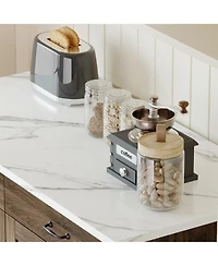 Homsee Marble patterned wooden multifunctional storage cabinet with two doors and two drawers, pantry