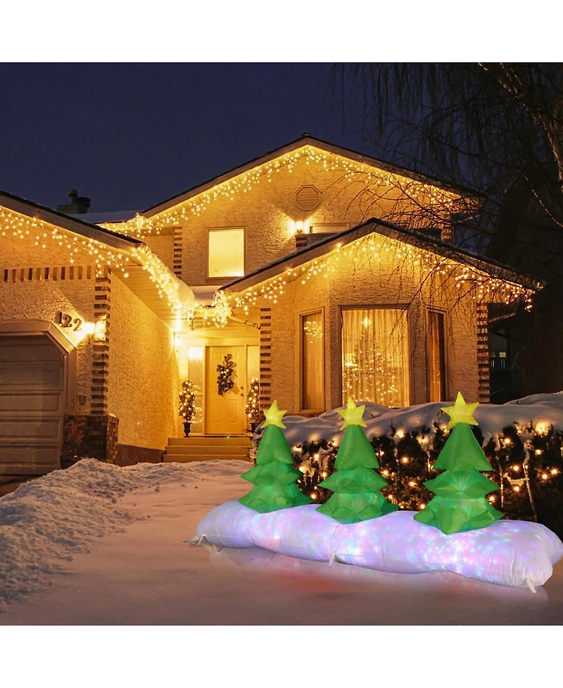 LuxenHome 8.2Ft Long Christmas Tree Inflatable with Festive Disco and Flashing Lights