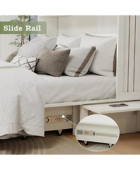 livelylodge Queen Murphy Bed Cabinet with Storage Drawer and Shelves, White Queen Hideaway Murphy Bed Suit for Guest Room and Bedroom Living Room